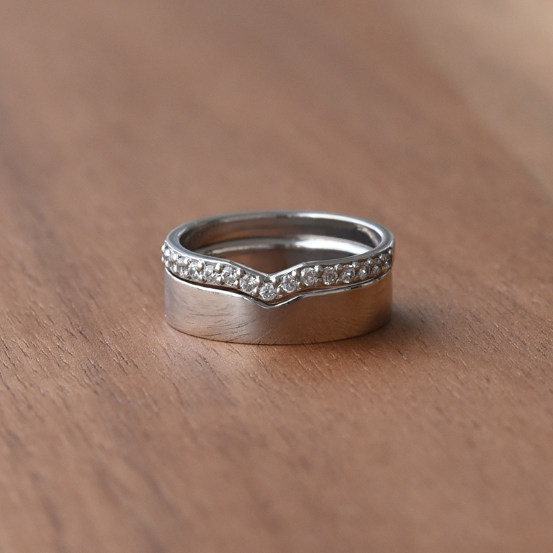 Zlatý eternity prsteň s lab-grown diamantmi a pánský plochý prsteň Magee 118370