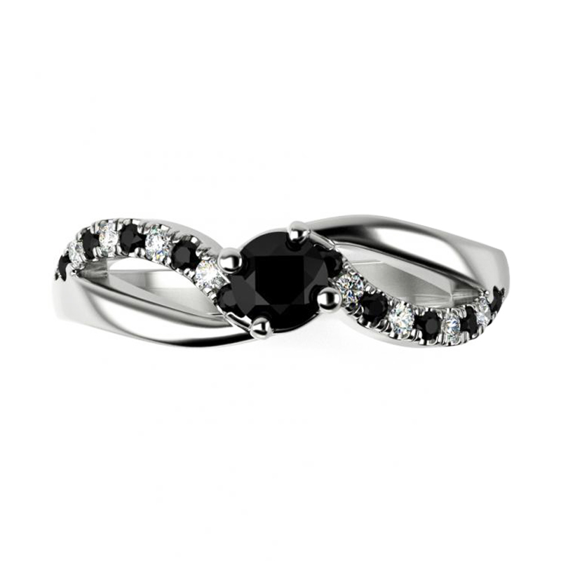 Zásnubný prsteň s čiernymi a bielymi diamantmi Damica 119350
