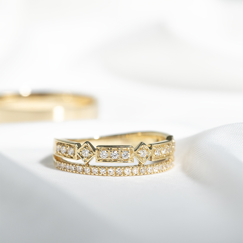 Dámsky prsteň s lab-grown diamantmi a pánsky plochý prsteň Payton 128650
