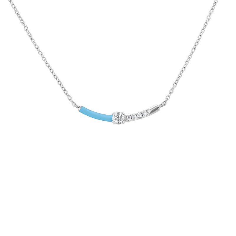Modrý keramický náhrdelník s diamantmi Blazie 128720