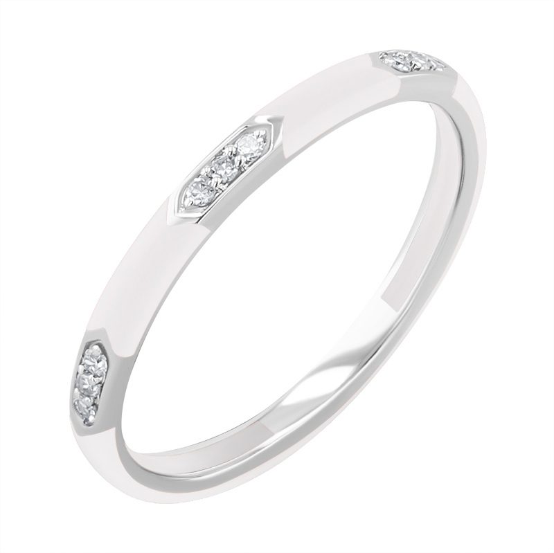 Biely keramický prsteň s diamantmi Amila 128730