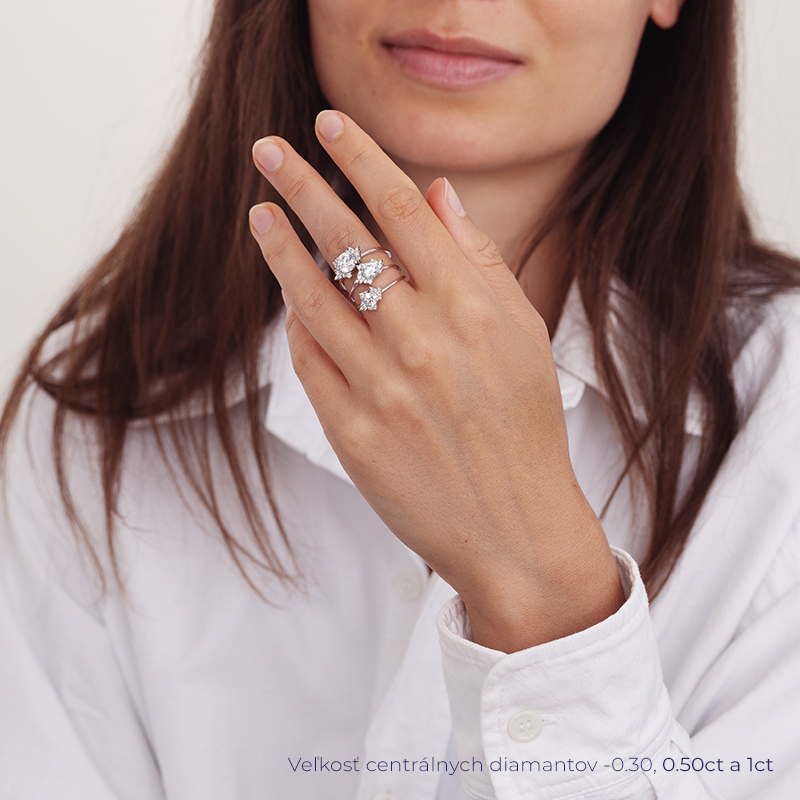 Atypický cluster zásnubný prsteň s diamantmi Loreine 129170