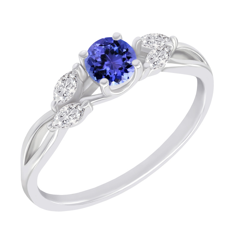 Zásnubný prsteň s tanzanitom a marquise lab-grown diamantmi Fera