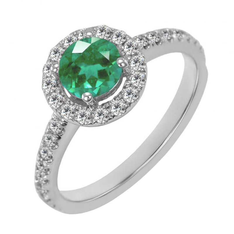 Halo prsteň so smaragdom a lab-grown diamantmi Evily 132410
