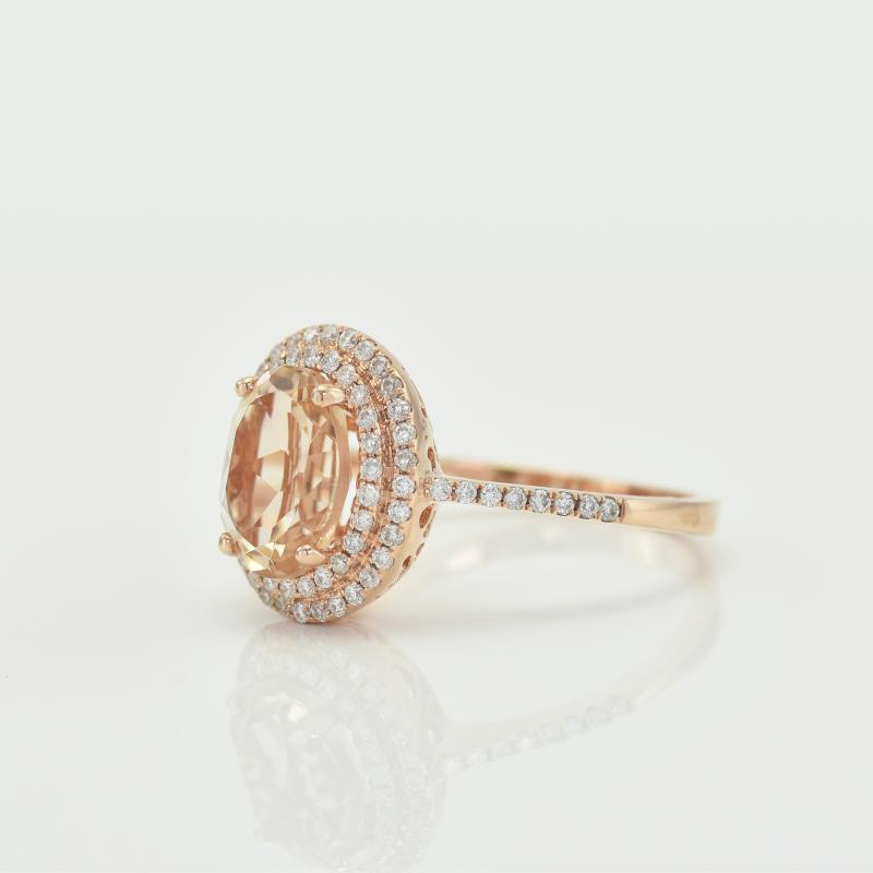 Morganitový prsteň s diamantmi zlatý 15400