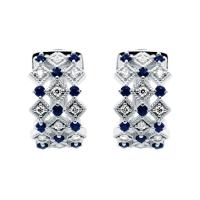 Zlaté kruhové náušnice s lab-grown diamantmi a zafíry Solveig