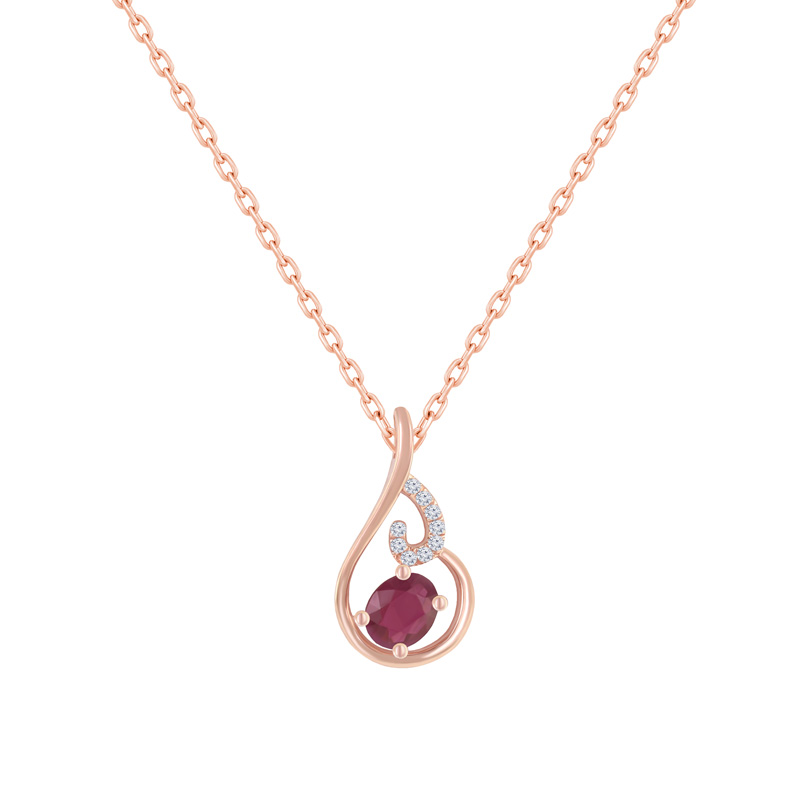 Elegantný zlatý náhrdelník s rubínom a diamantmi Nahid
