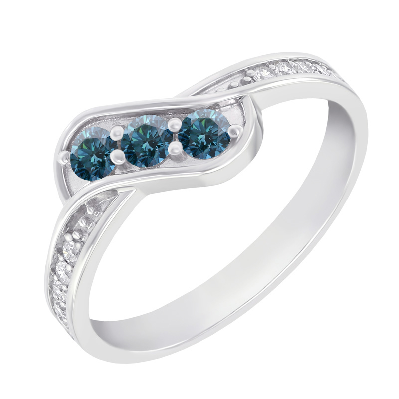 Krásne modré a biele diamanty v prsteni Arnella