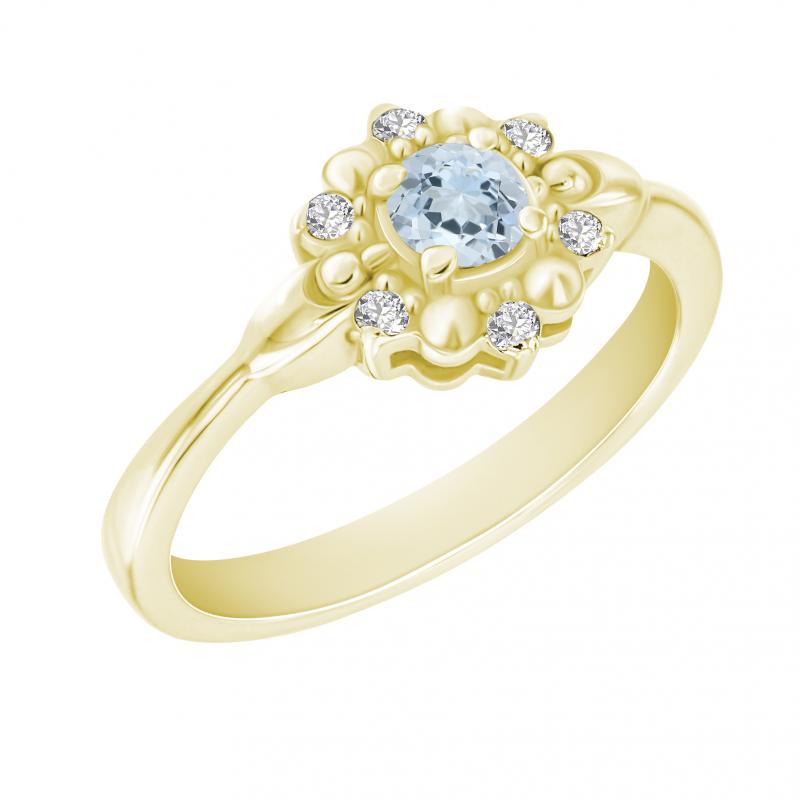 Diamantový prsteň s akavamarínom 19640