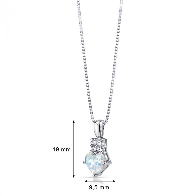 Strieborný náhrdelník so srdiečkovým opálom 21070