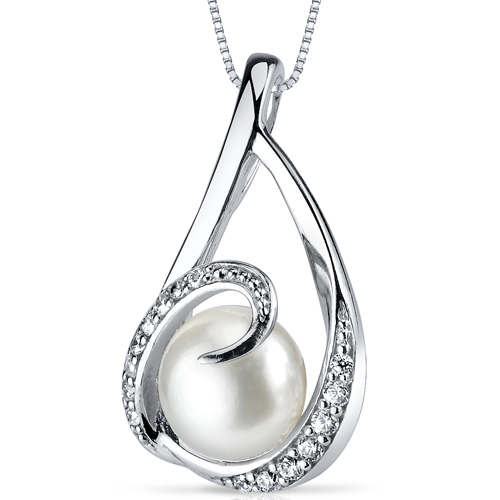 Strieborný náhrdelník v tvare slzy s perlou Deianira