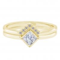 Zlatý zásnubný set prsteňov s certifikovaným GIA 0.19ct princess diamantom Elil