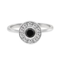 Čierny diamant v halo zásnubnom prsteni Aiva