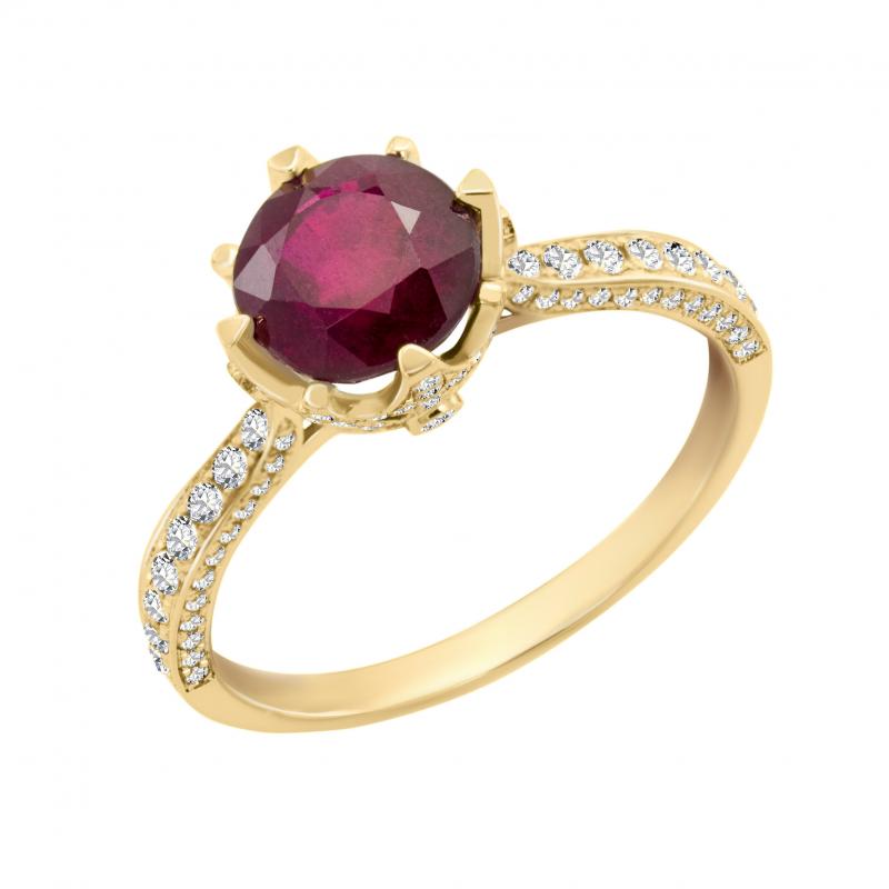 Zlatý prsteň s rubínom a diamantmi Faya