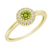 Zlatý zásnubný prsteň s olivínom a diamantmi Tyrimas