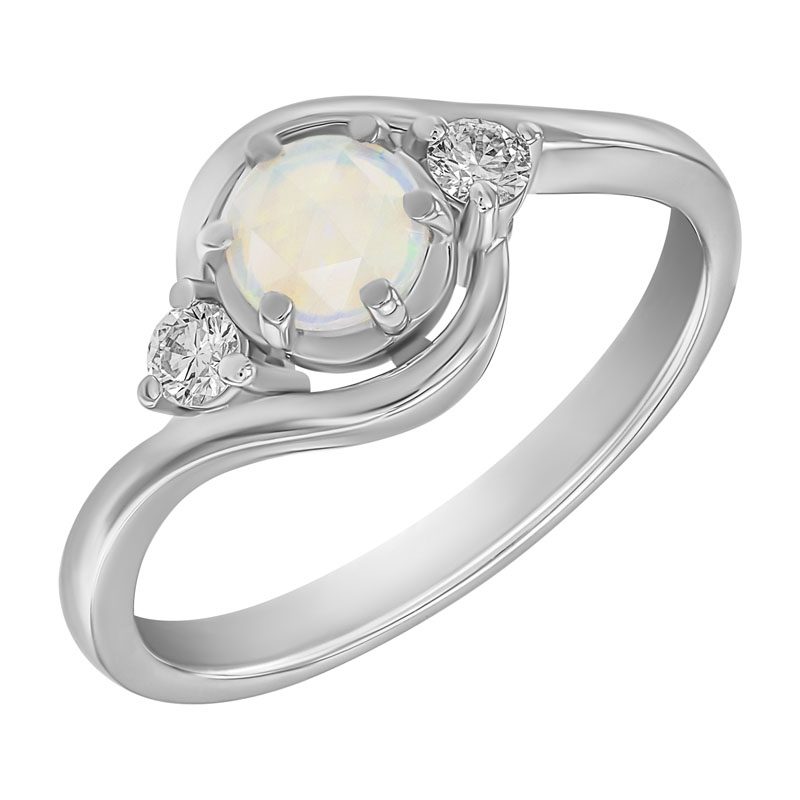 Zlatý zásnubný prsteň s fazetovaným opálom a diamantmi Eilis 30180