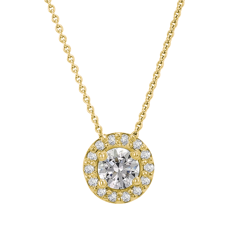 Zlatý diamantový halo náhrdelník 32250