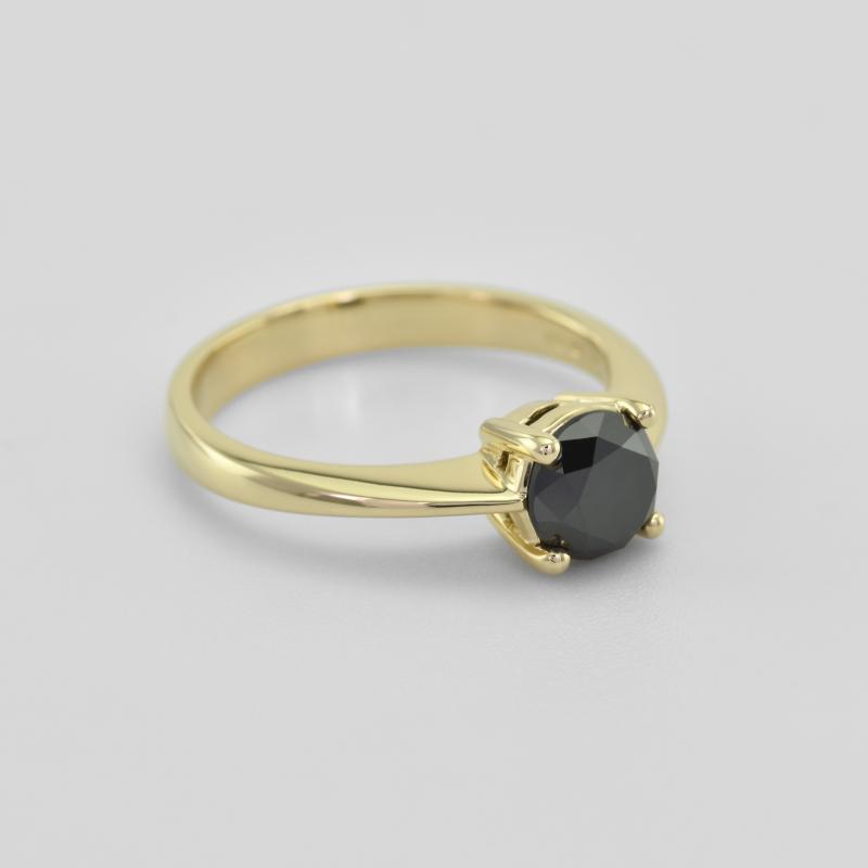 Zlatý prsteň s čiernym diamantom 45090