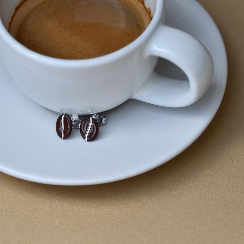 Náušnice kávové zrná s enamelom
