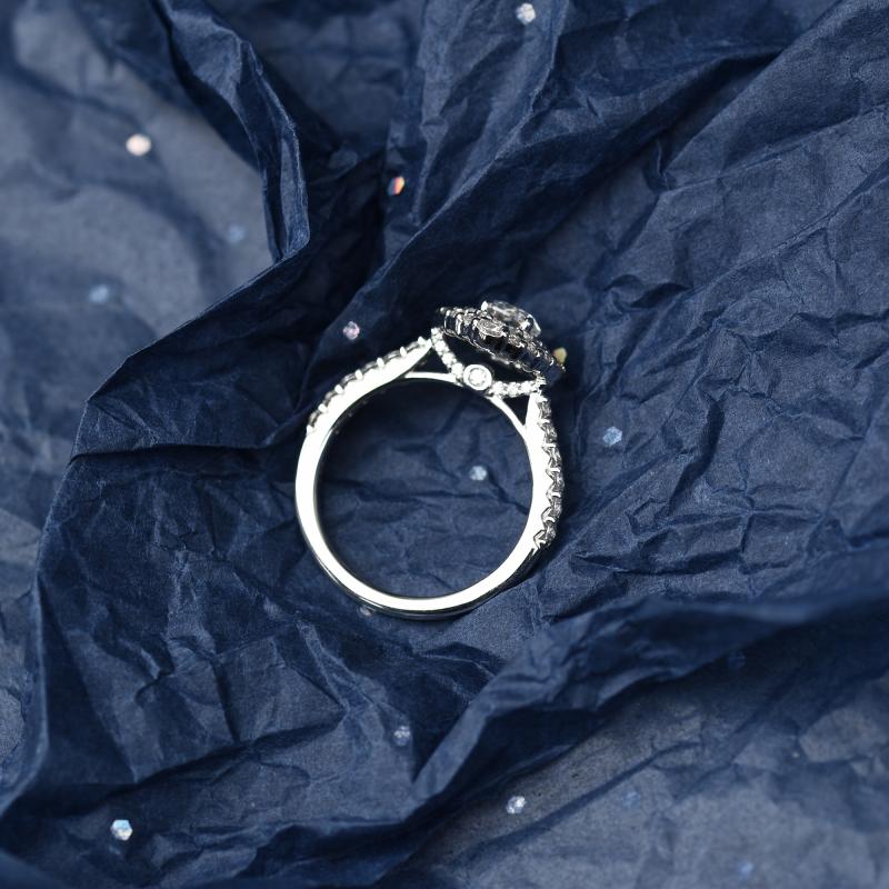 Zlatý diamantový zásnubný halo prsteň 48170