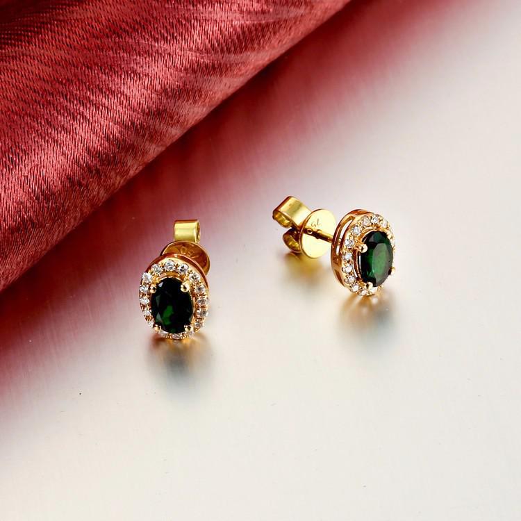 Zlaté smaragdové náušnice s diamantmi 4910