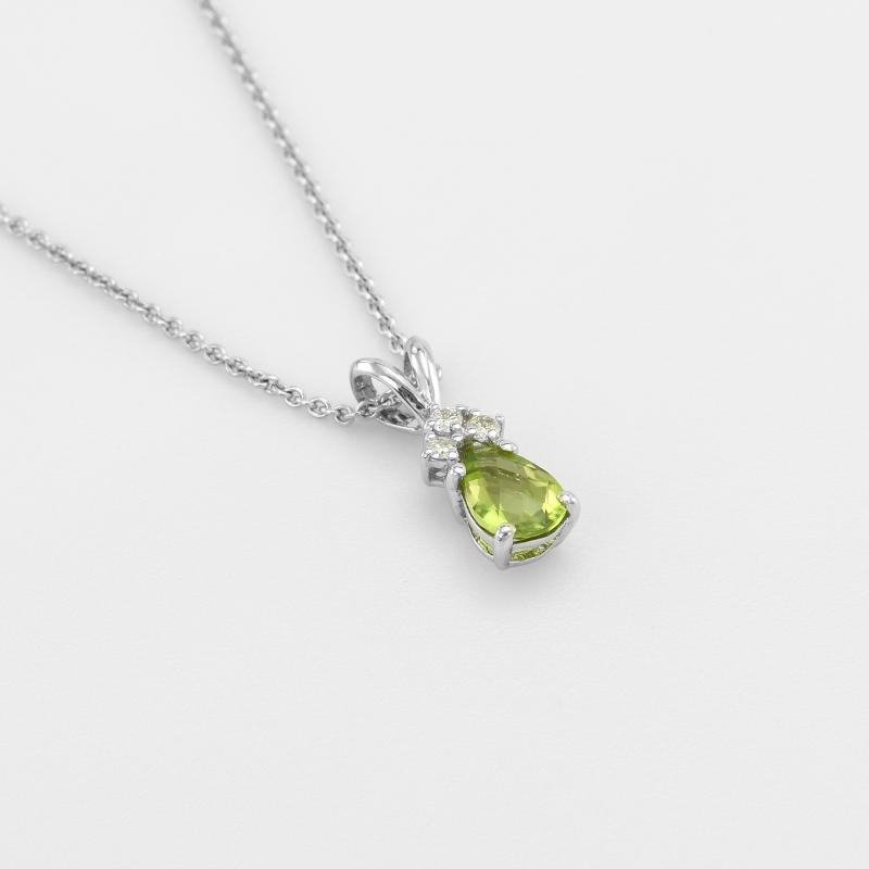 Olivínová slza v zlatom náhrdelníku s diamantmi 50620