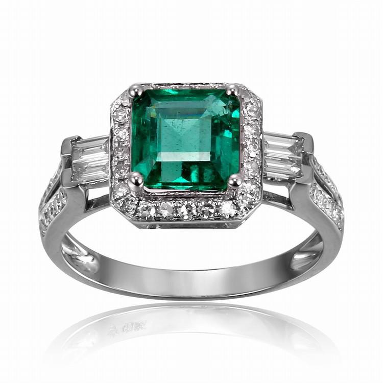 Smaragdový zlatý prsteň s diamantmi 5080