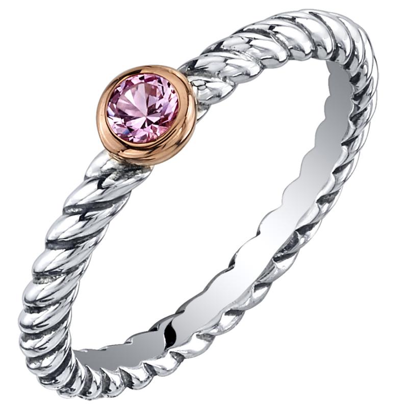 Strieborný prsteň s ružovým zafírom