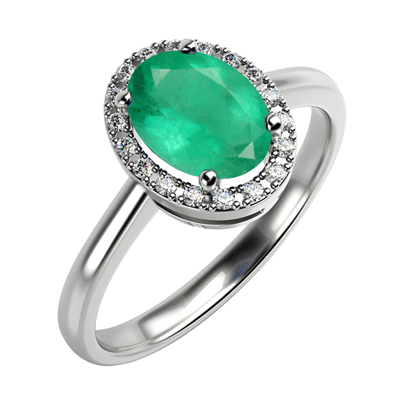 Zásnubný prsteň so smaragdom a diamantmi 59400