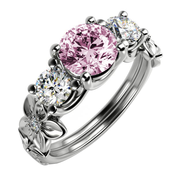 Kvetinový zásnubný prsteň so safírom a diamantmi Woya
