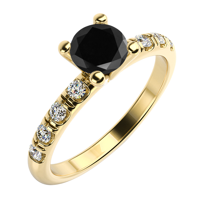 Zlatý prsteň s čiernym diamantom Janyne