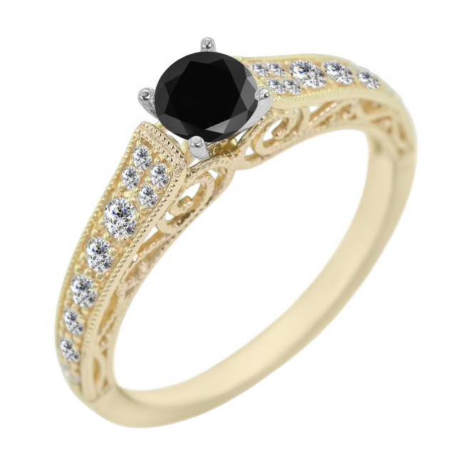Vintage prsteň s čiernym diamantom 59660