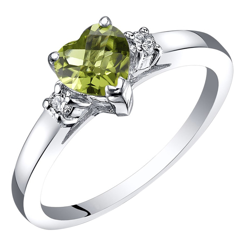 Zlatý prsteň so srdiečkovým olivínom a diamantmi Vinny