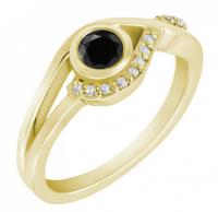 Zlatý prsteň s čiernym diamantom a diamantmi Olian