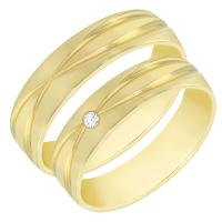 Elegantné zlaté svadobné prstene s diamantom Weber