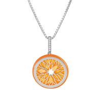Strieborný náhrdelník s pomarančom a enamelom Mattie