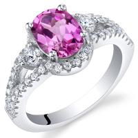 Strieborný prsteň s oválnym růžovým zafírom Umtas