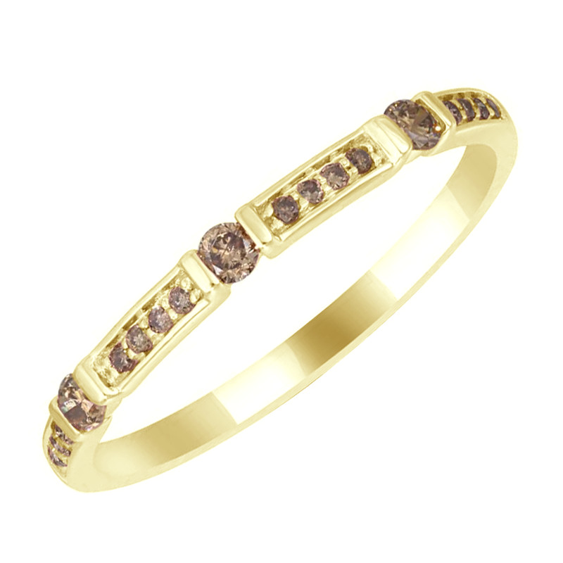 Zlaty prsteň s champagne diamantmi 69700
