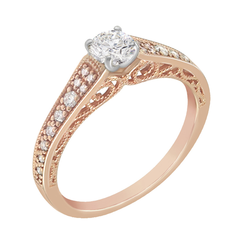 Zásnubný prsteň z ružového zlata s diamantmi