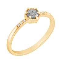 Zlatý prsteň s jedinečným salt and pepper diamantom Hiroko