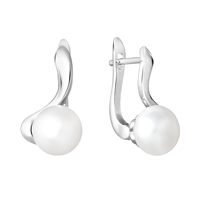 Strieborné náušnice s bielymi perlami