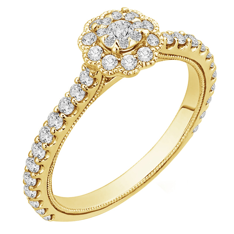 Zlatý diamantový prsteň pre zásnuby 74950