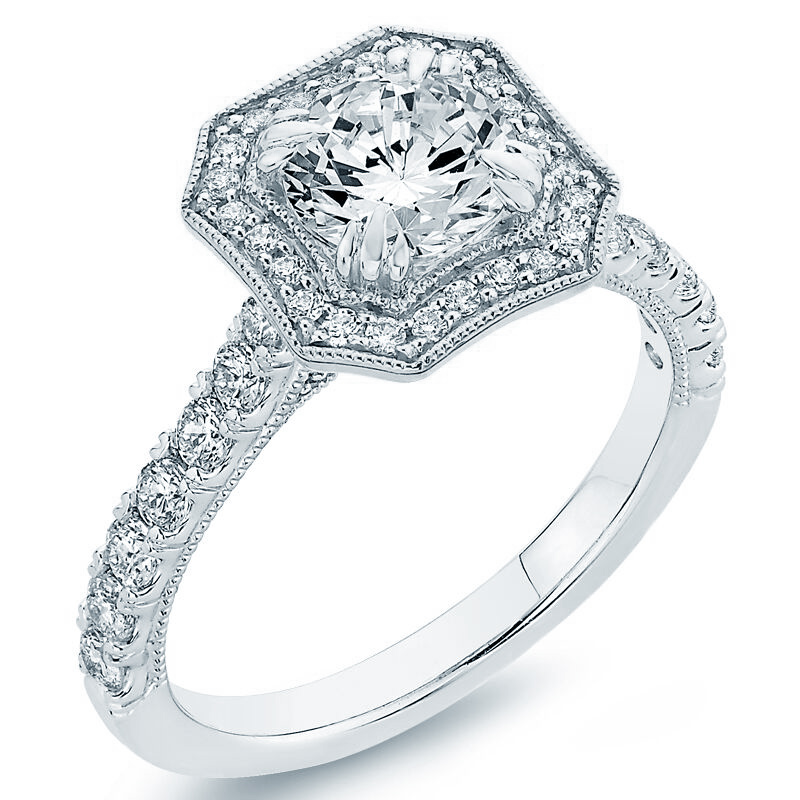Zásnubný diamantový prsteň z bieleho zlata 75030