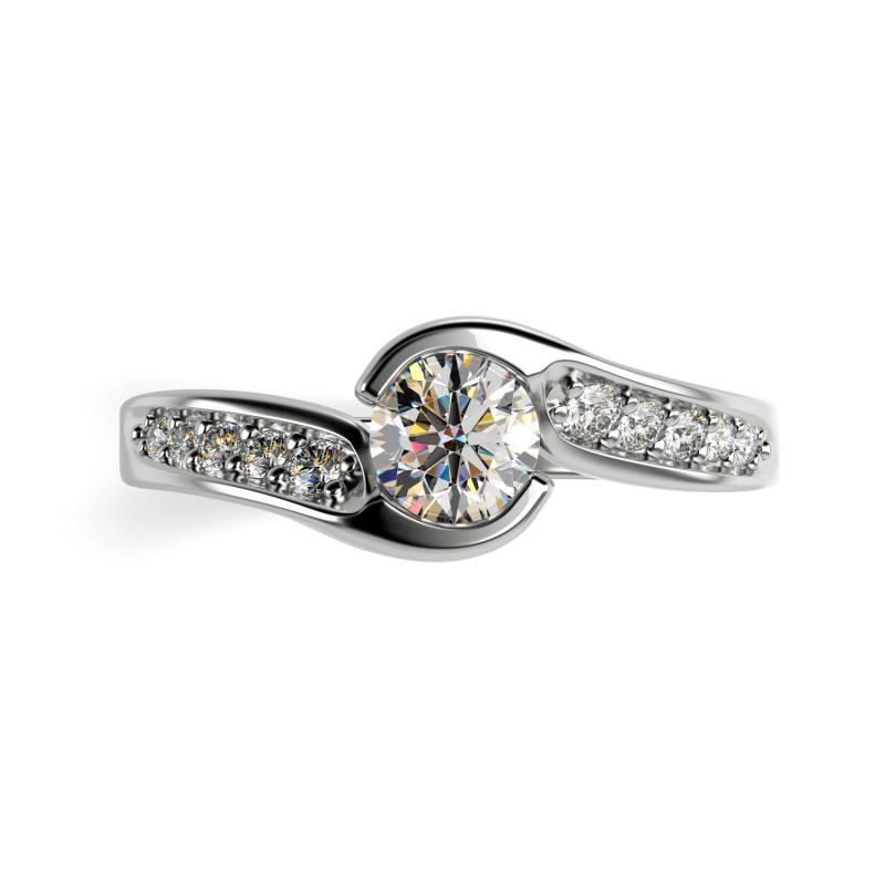 Zlatý zásnubný prsteň s diamantmi 75730