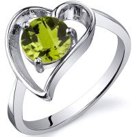 Srdcový prsteň zo striebra s olivínom Caerwyn