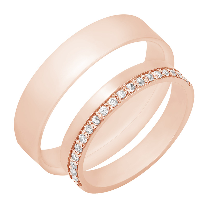 Snubné prstene s diamantmi z ružového zlata 79010