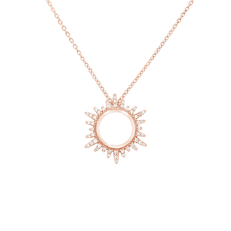Náhrdelník v tvare diamantového slunce z ružového zlata 79700