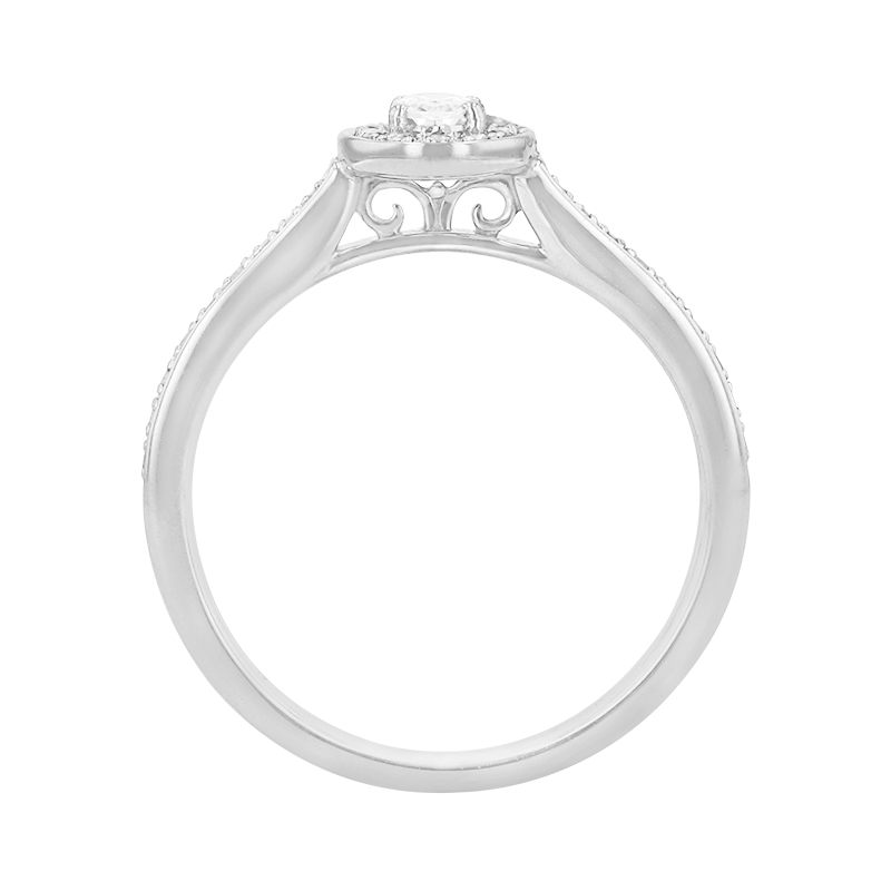Halo prsteň s blyšťavými diamantmi z bieleho zlata 84310