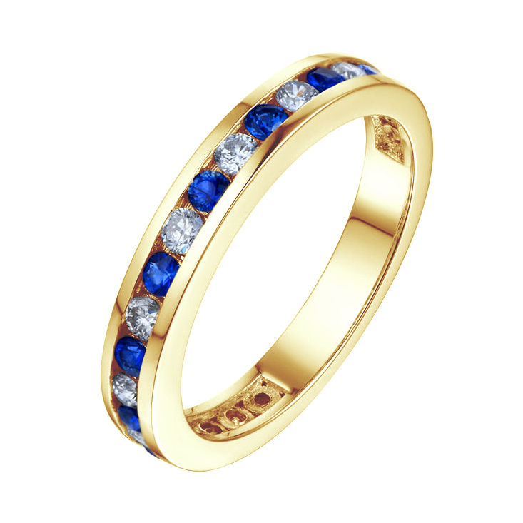 Zlatý prsteň so zafírmi a diamantmi 86480