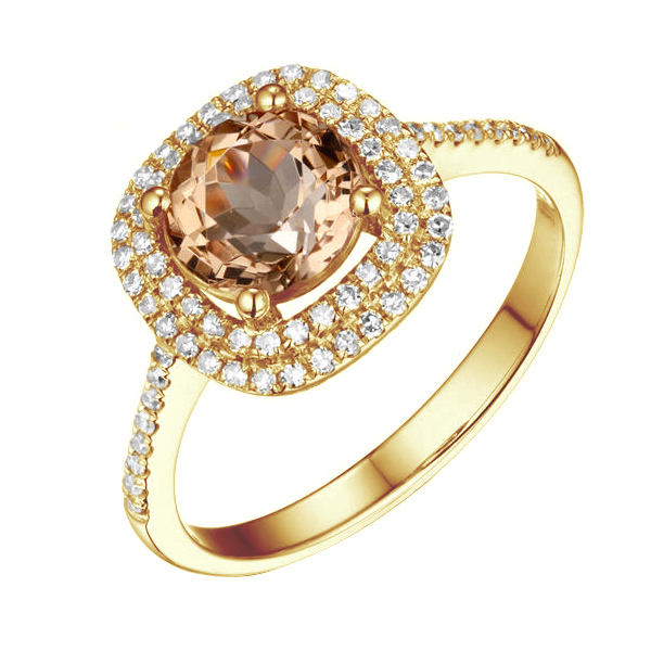 Zlatý prsteň s morganitom a diamantmi 87280
